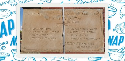 Weathered stone showing names of directors of the company