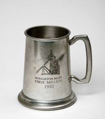 A silver tankard marking the event of Houghton Main's first million ton of coal